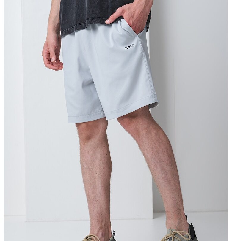 Къс панталон с еластична талия - Светло сив BOSS