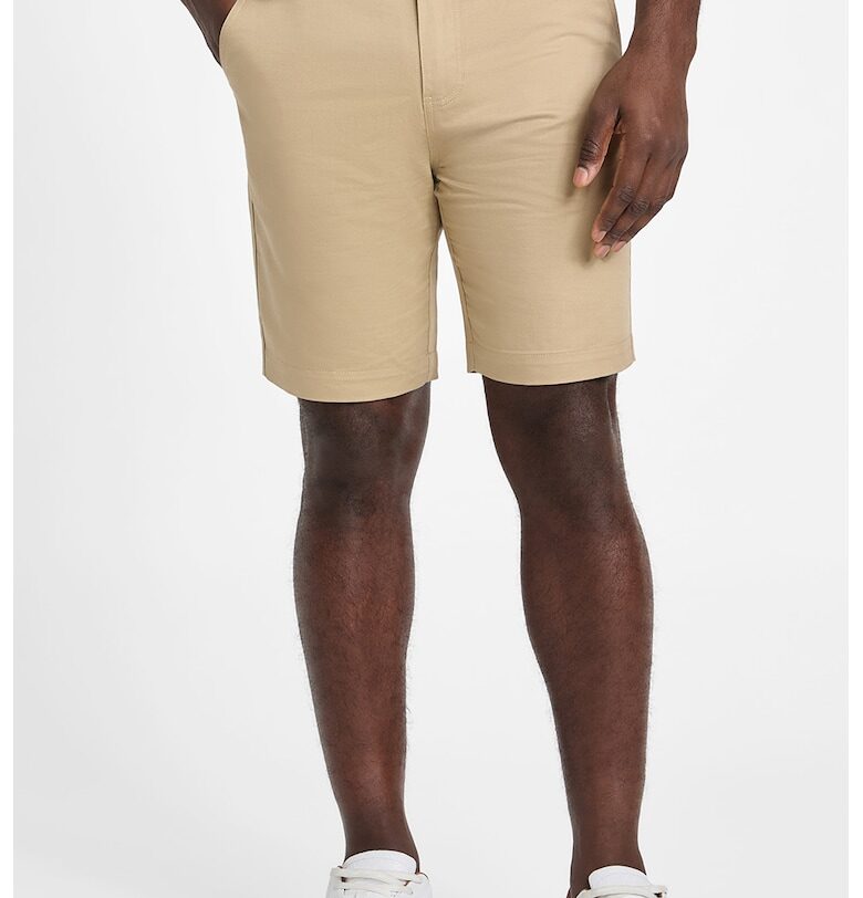 Къс панталон с лен - Светло бежово GUESS