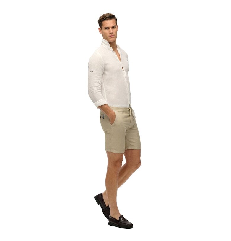 Къс панталон с лен и връзка - Бежов Superdry  Co