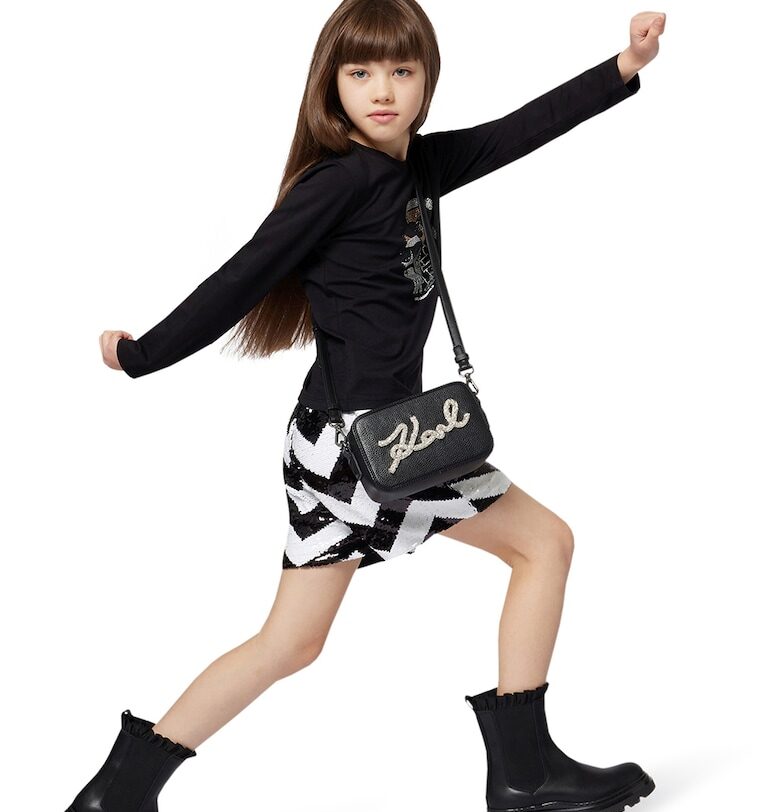 Къс панталон с пайети - Бял/Черен KARL LAGERFELD KIDS