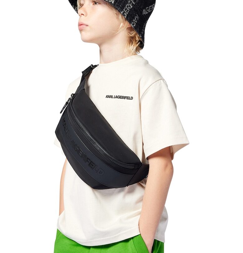 Къс панталон с памук и лого - Зелен/Черен KARL LAGERFELD KIDS