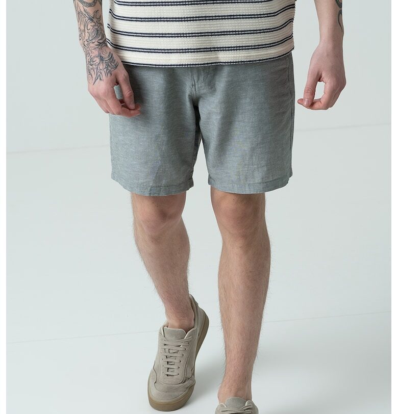 Къс панталон чино с лен - Тъмнозелен меланж Jack  Jones