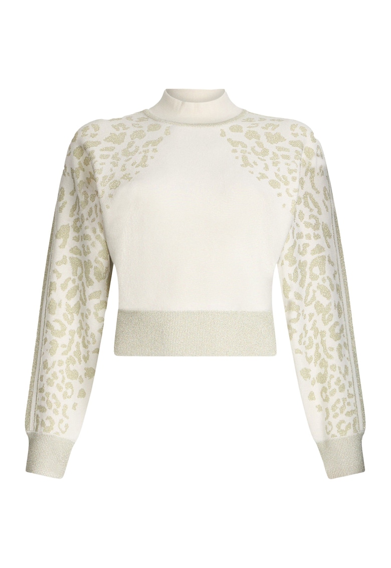 Къс пуловер с десен - Бял/Златист Liu Jo