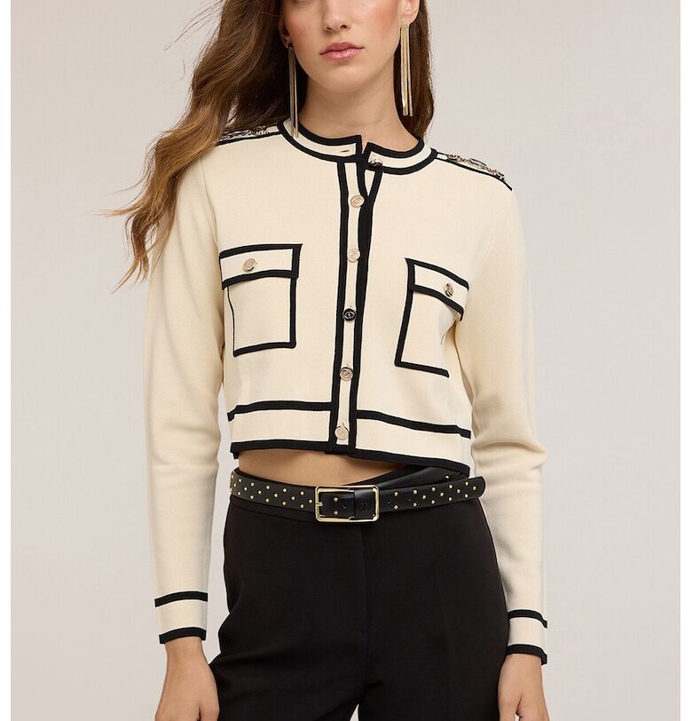 Къс пуловер с копчета - Бежов Motivi