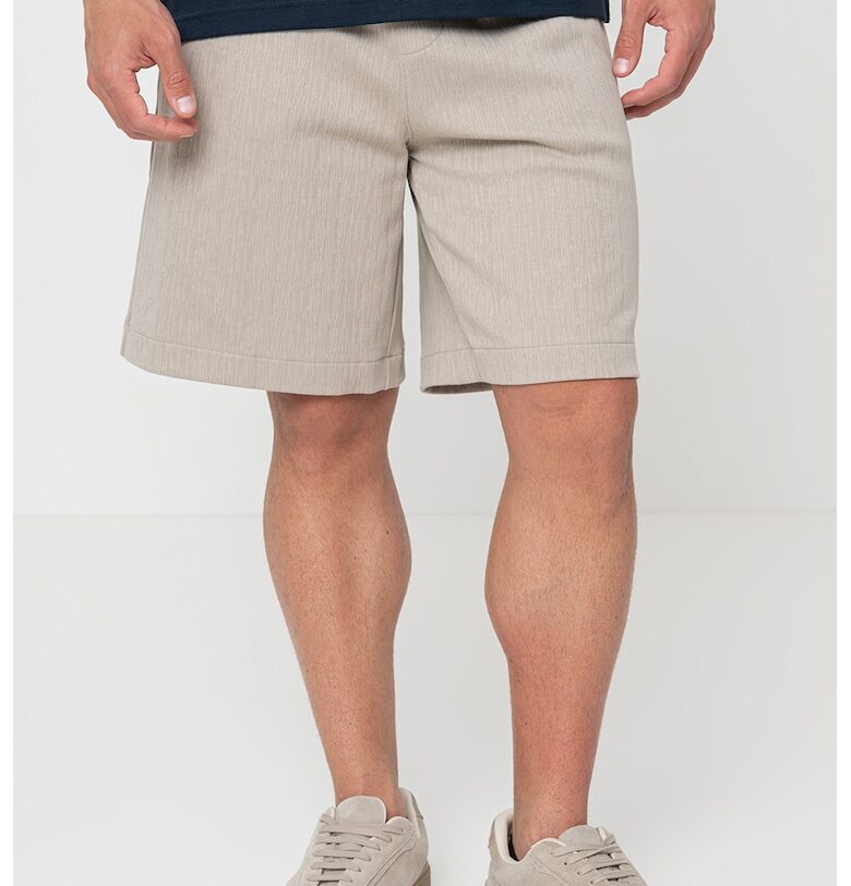 Къс релефен панталон с връзка - Тъмнобежово CALVIN KLEIN