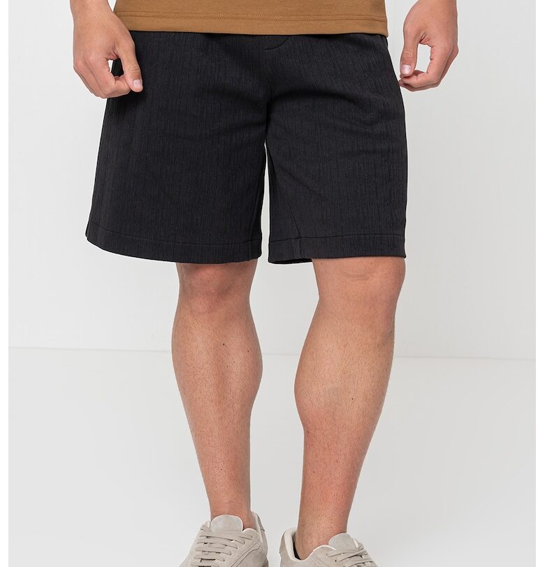 Къс релефен панталон с връзка - Черен CALVIN KLEIN