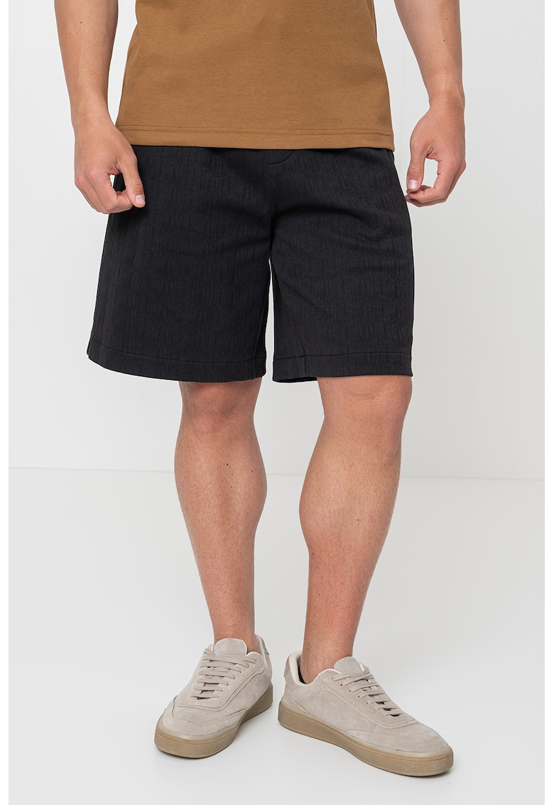 Къс релефен панталон с връзка - Черен CALVIN KLEIN