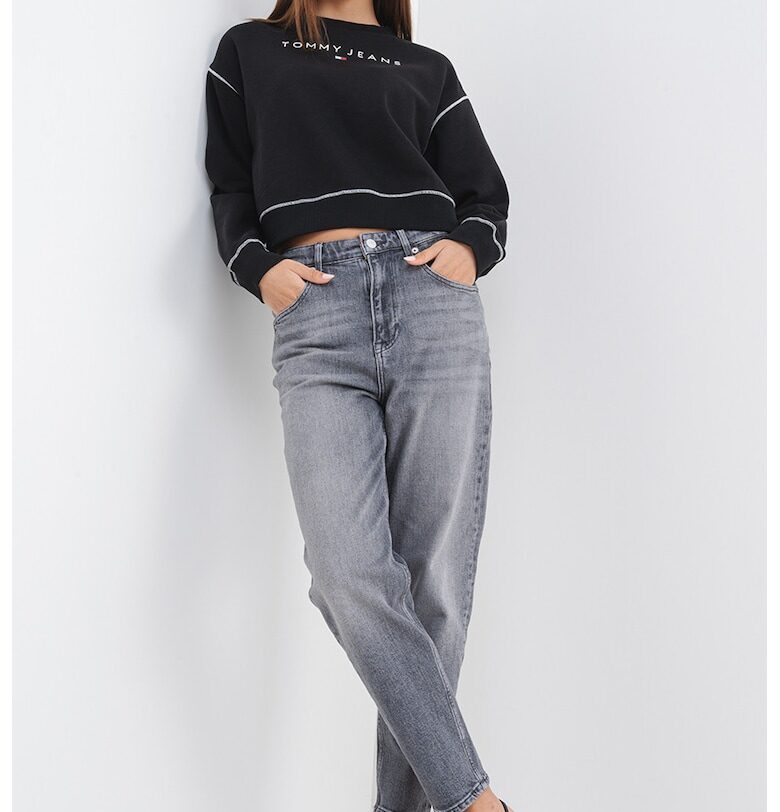 Къс свободен суитшърт - Бял/Черен Tommy Jeans