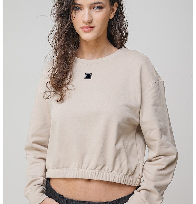 Къс суитшърт с лого - Слонова кост ARMANI EXCHANGE