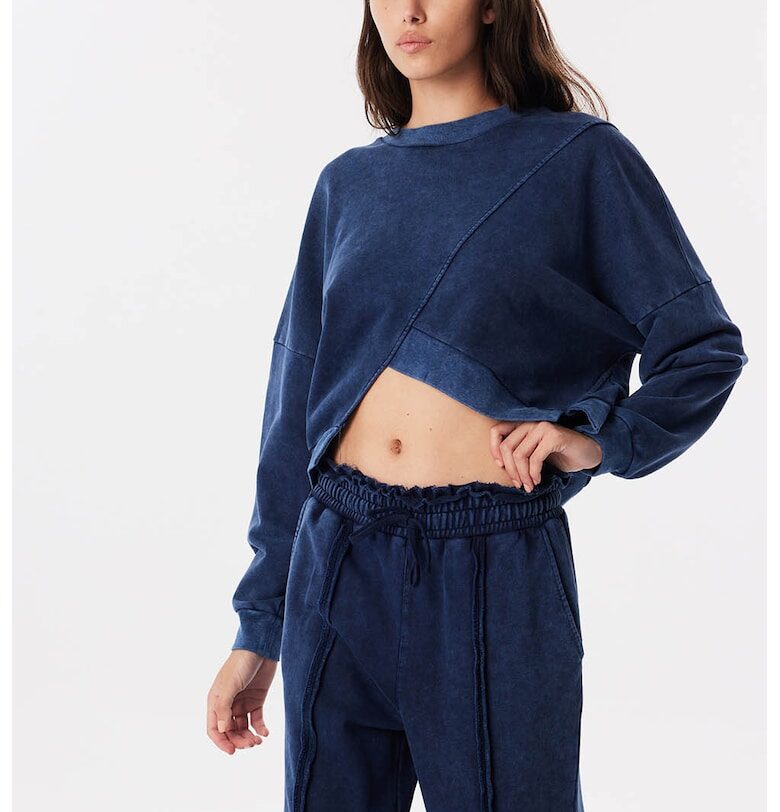 Къс суитшърт с паднали ръкави - Тъмносин TWIST