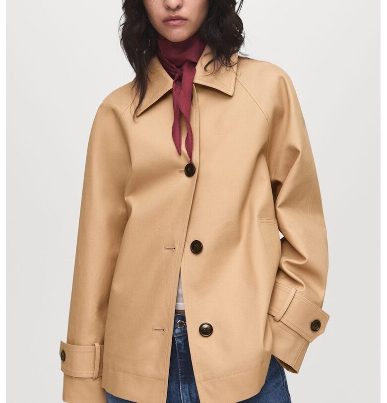 Къс уголемен тренч - Бежов Mango