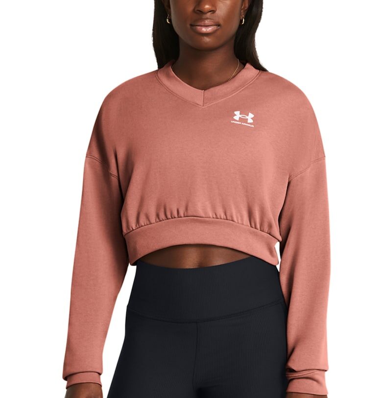 Къс фитнес суитшърт Rival Terry - Розова сьомга Under Armour