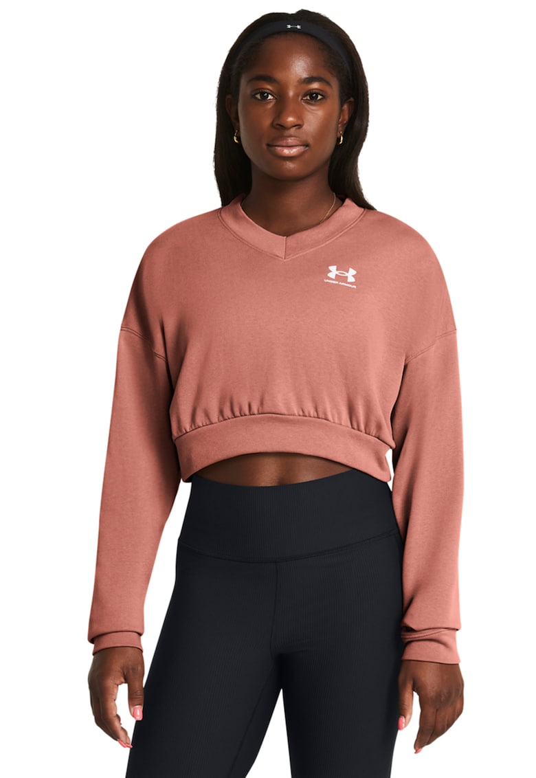 Къс фитнес суитшърт Rival Terry - Розова сьомга Under Armour