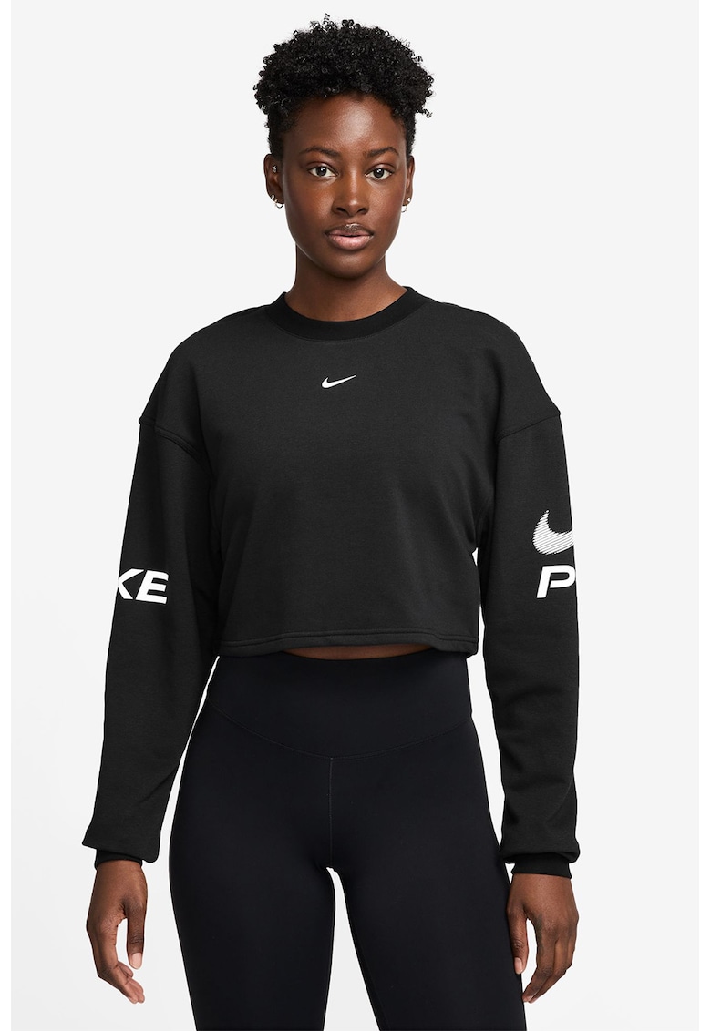 Къс фитнес суитшърт - Бял/Антрацитно сиво Nike