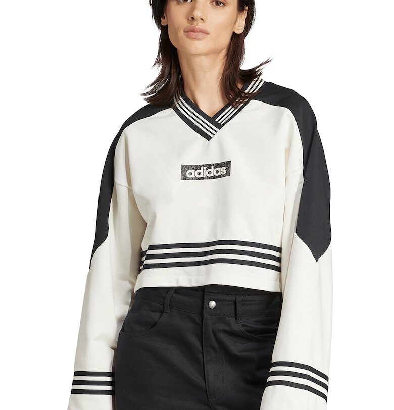 Къс шпиц суитшърт - Избеляло черно/Мръснобял adidas Originals