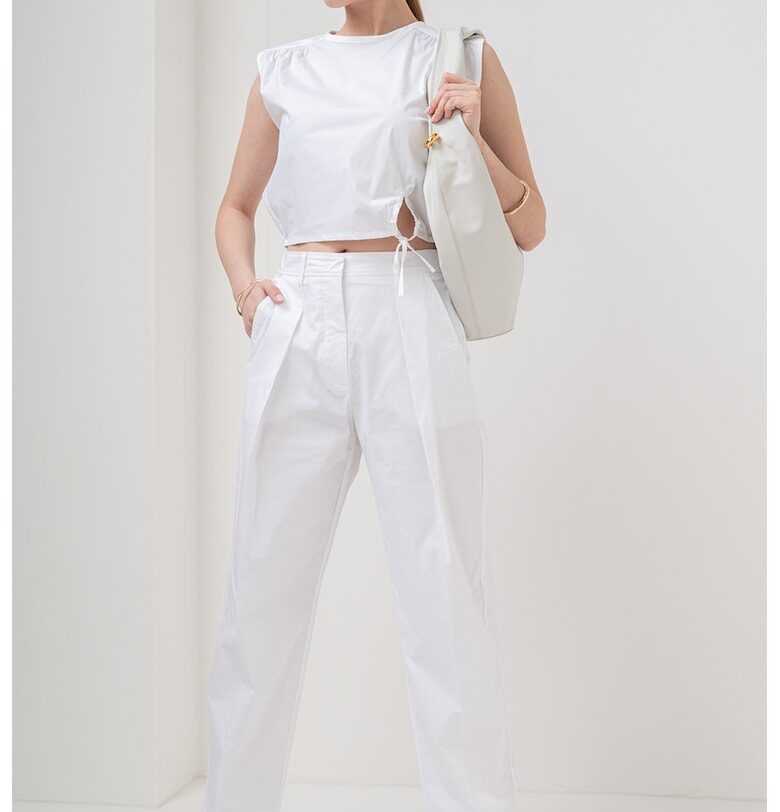 Къса блуза с отвори - Бял Marella