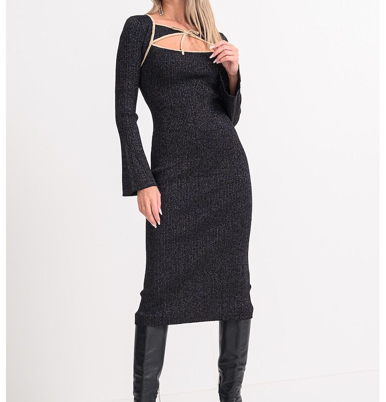 Къса бляскава рокля - Черен/Сребрист GUESS