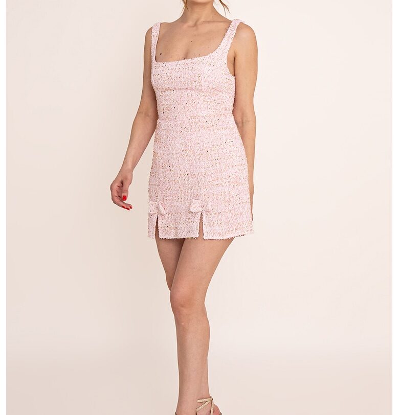 Къса вталена рокля Nerissa - Бял/Светлорозов Ilona Andreoiu