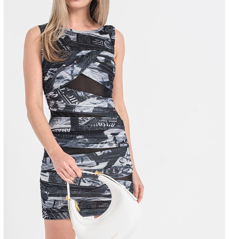 Къса вталена рокля с принт - Черен/Мръснобял/Tъмносив Versace Jeans Couture