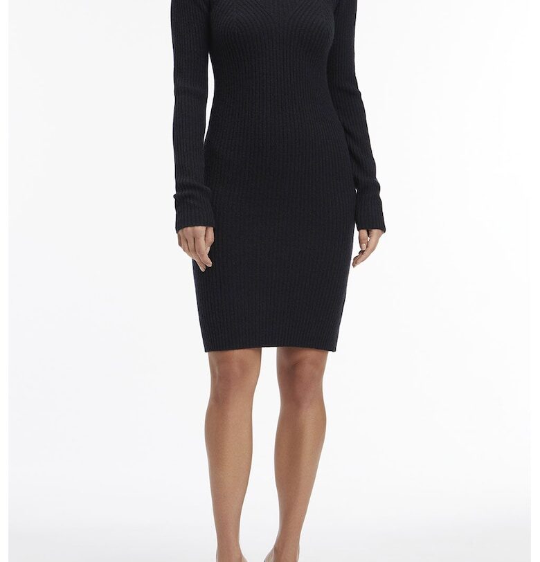 Къса вълнена рокля - Черен CALVIN KLEIN