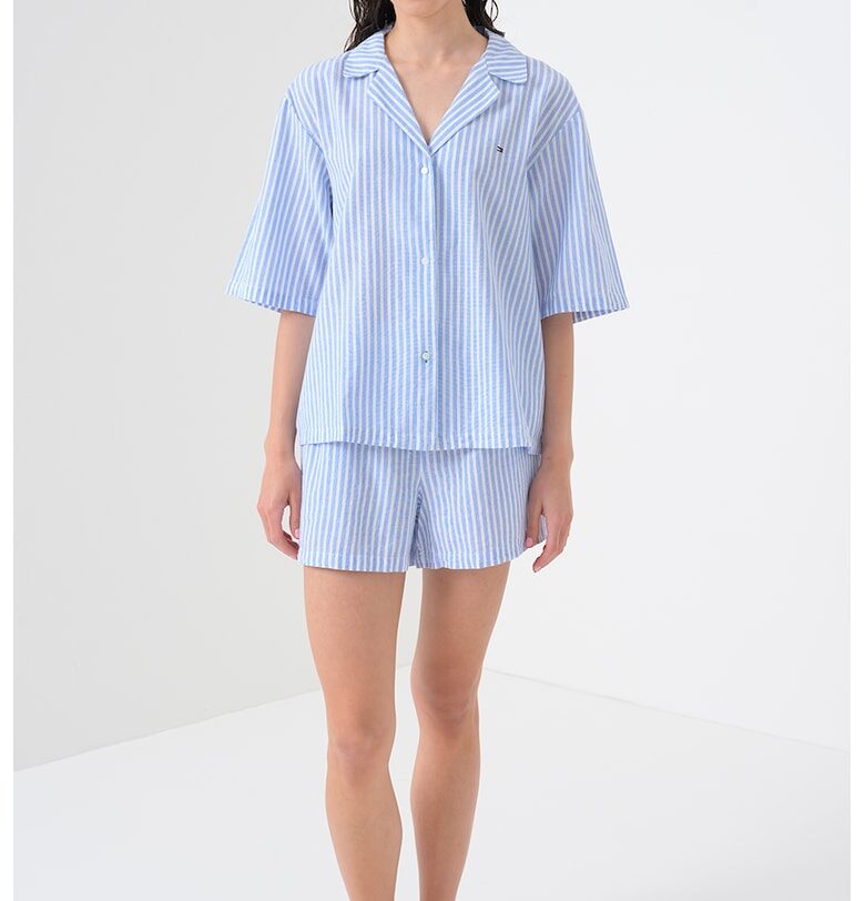 Къса долна пижама с лен - Бял/Лавандула Tommy Hilfiger