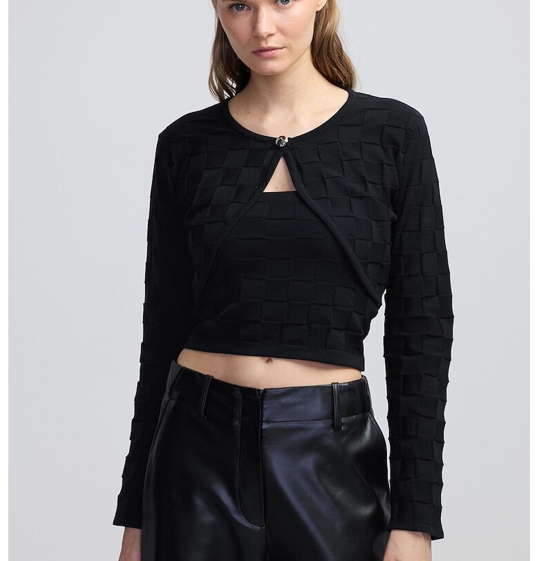 Къса жилетка с релеф - Черен Ipekyol