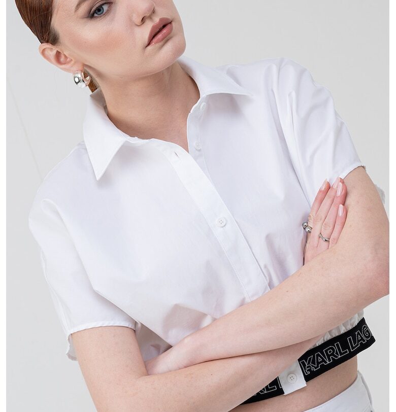 Къса памучна риза - Черен/Мръснобял KARL LAGERFELD JEANS