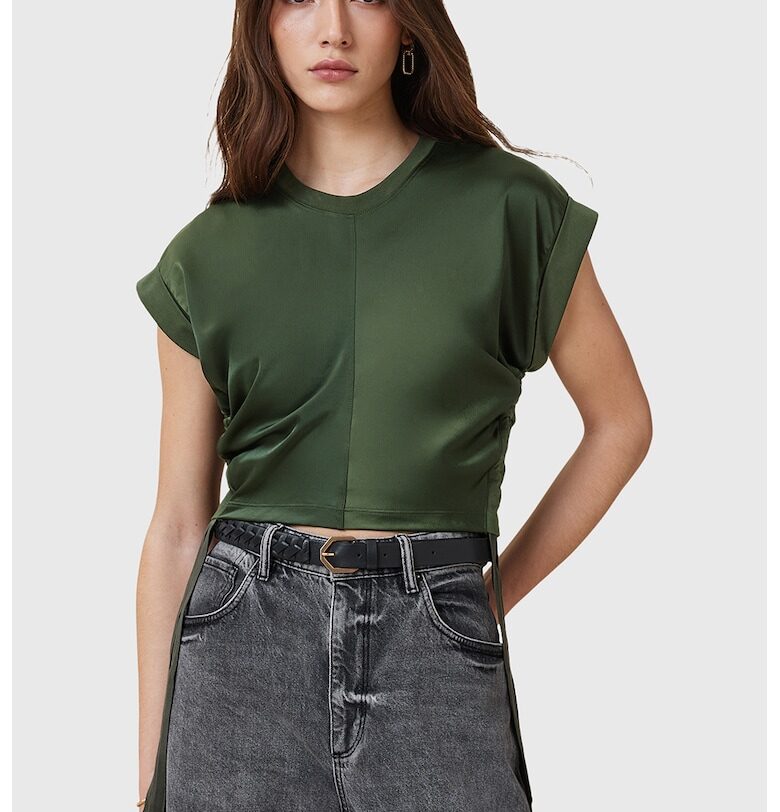 Къса памучна тениска Mira - Маслинено зелено AllSaints
