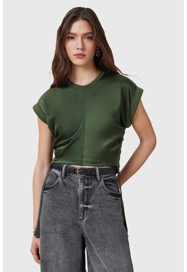 Къса памучна тениска Mira - Маслинено зелено AllSaints