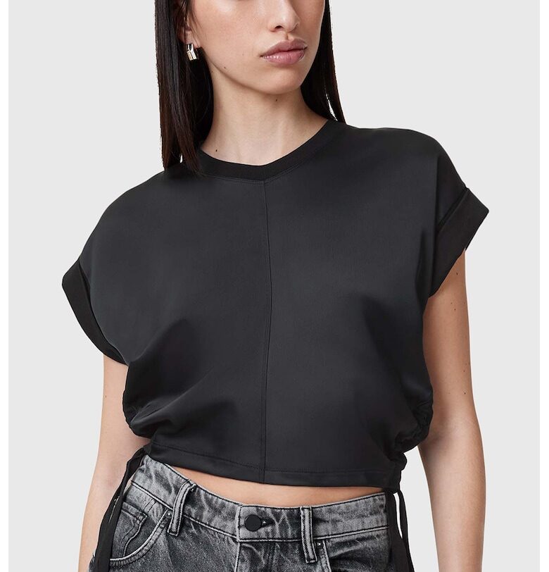 Къса памучна тениска Mira - Черен AllSaints