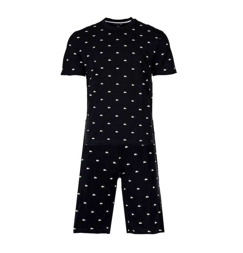 Къса пижама Minicroc с принт - Бял/Черен Lacoste