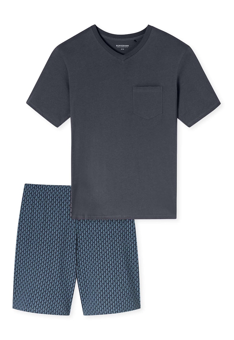 Къса пижама с шпиц - Тъмносин Schiesser