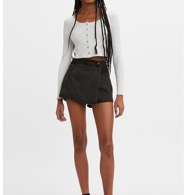 Къса пола-панталон със средна талия - Антрацитно сиво Levis