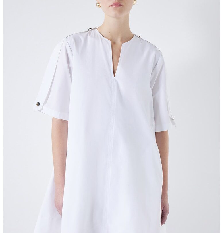 Къса права рокля с шпиц - Бял Ipekyol