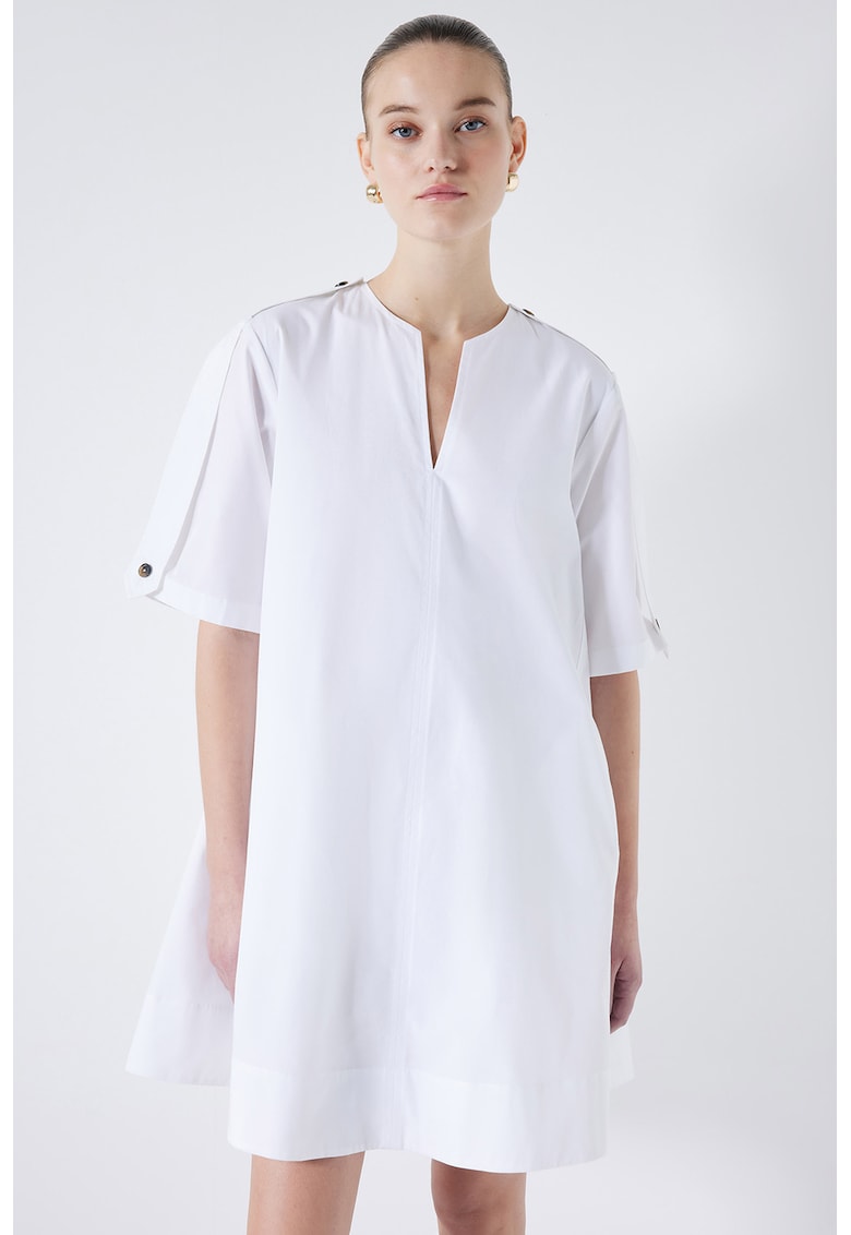 Къса права рокля с шпиц - Бял Ipekyol