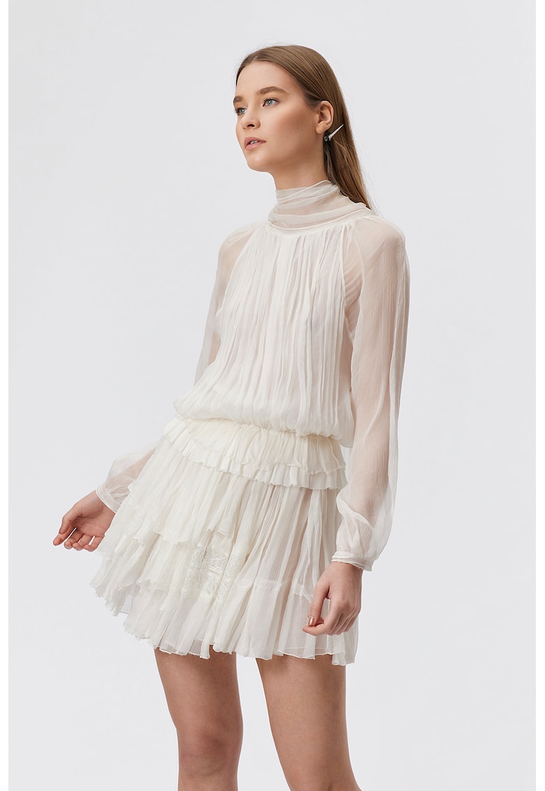 Къса разкроена рокля Alinka от коприна - Мръснобял UNDERFLIRTY