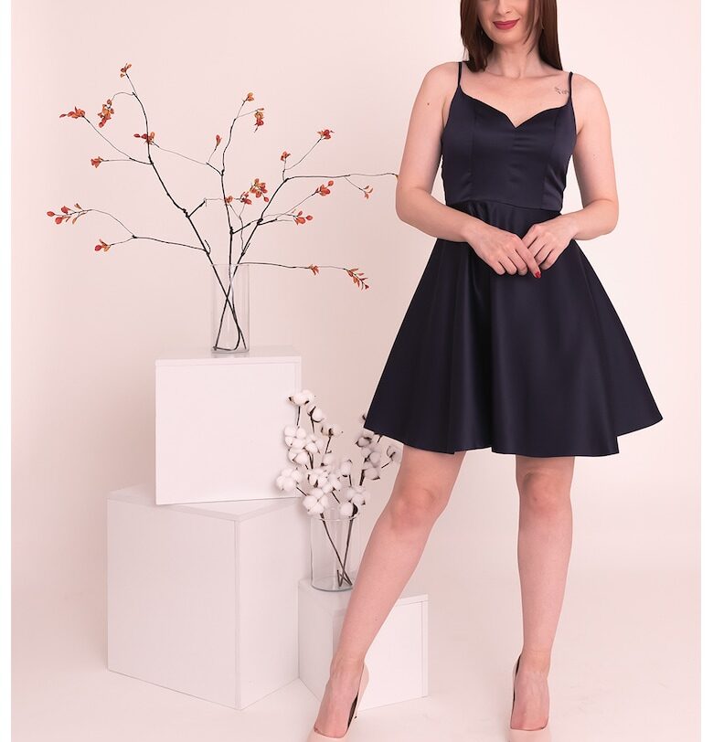 Къса разкроена рокля Vivian - Ултрамарин синьо Ilona Andreoiu