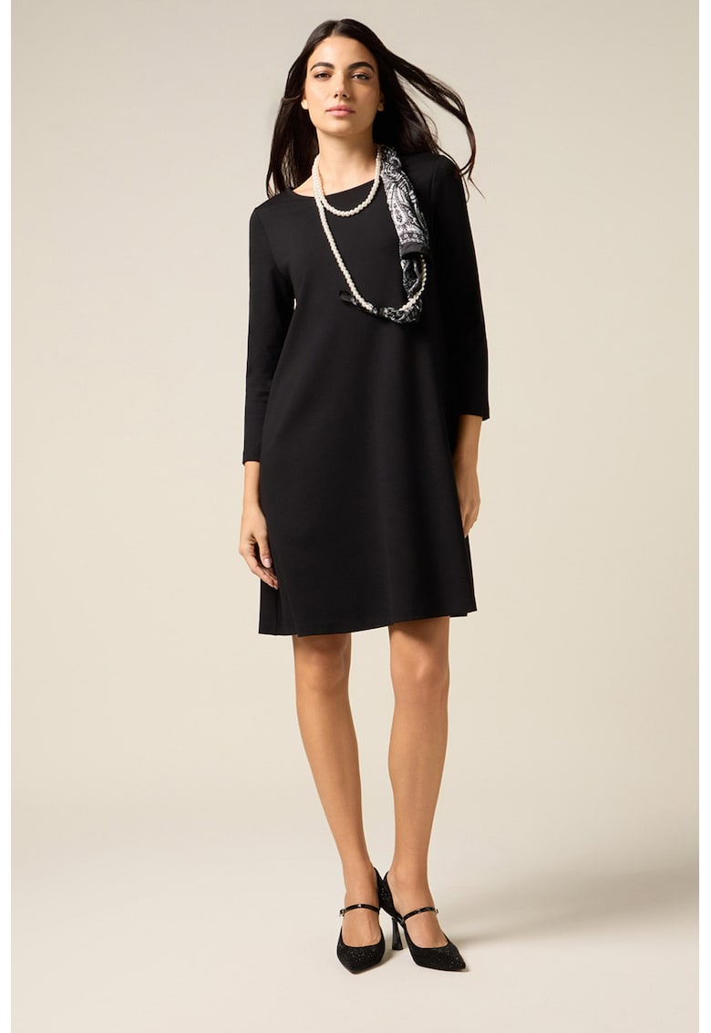 Къса разкроена рокля - Бял/Черен/Избеляло черно Oltre