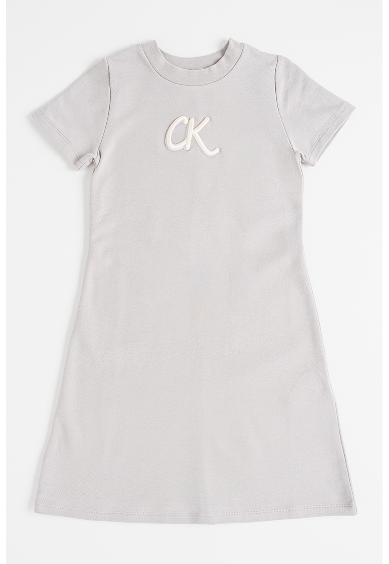 Къса разкроена рокля - Сиво-бежов CALVIN KLEIN