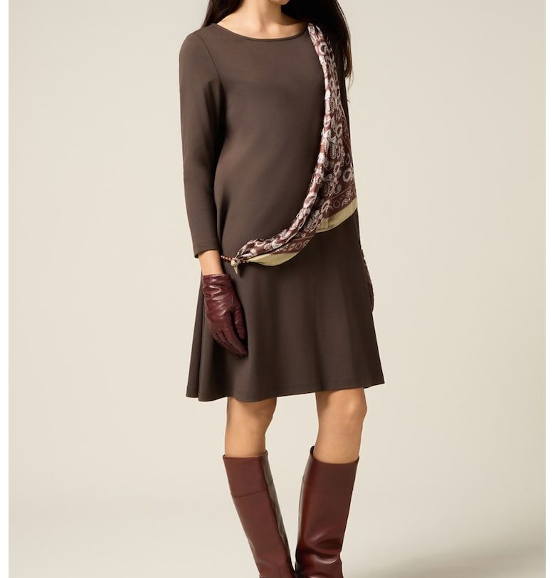 Къса разкроена рокля - Тъмнокафяв Oltre