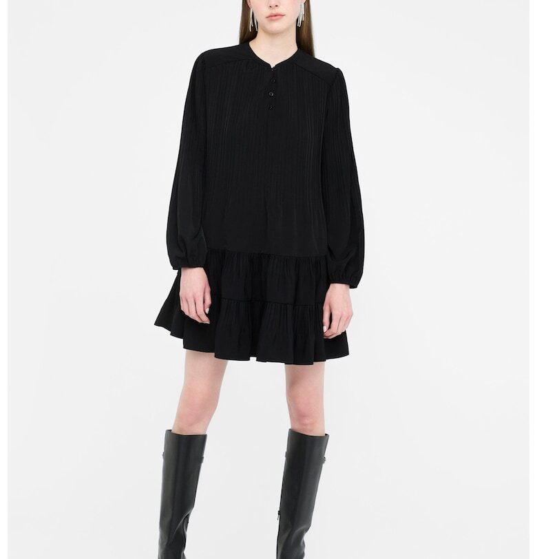 Къса разкроена рокля с дълги ръкави - Черен Liu Jo