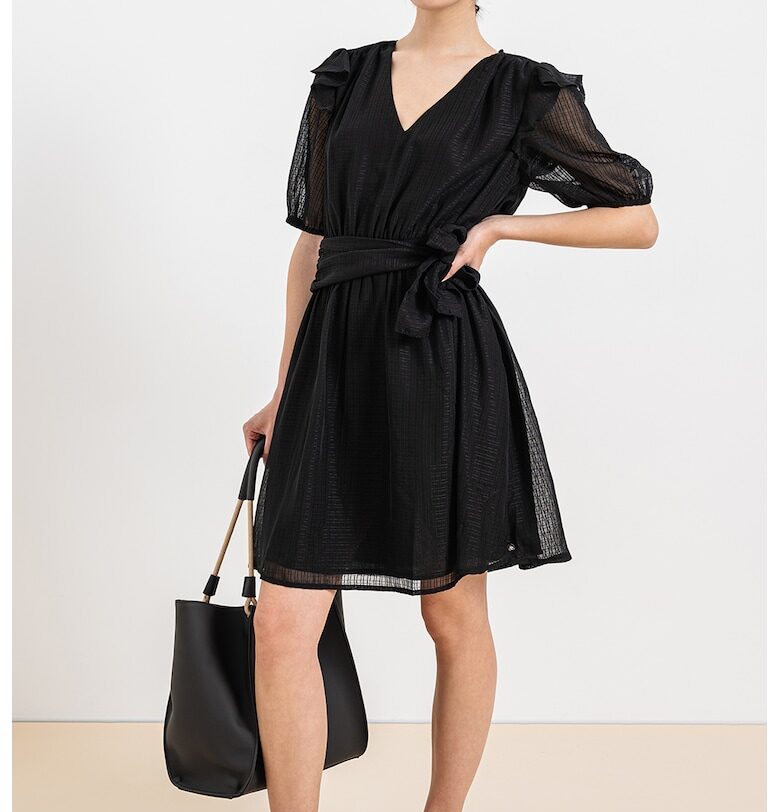 Къса разкроена рокля с колан - Черен Scotch  Soda