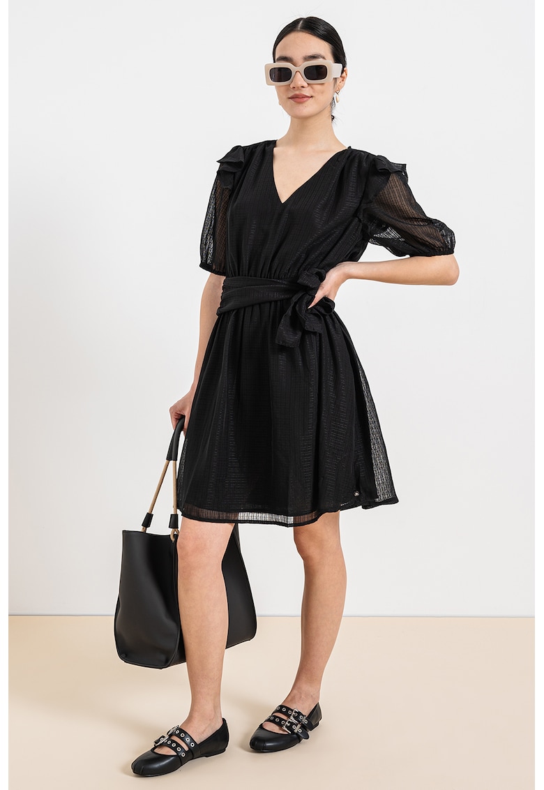 Къса разкроена рокля с колан - Черен Scotch Soda