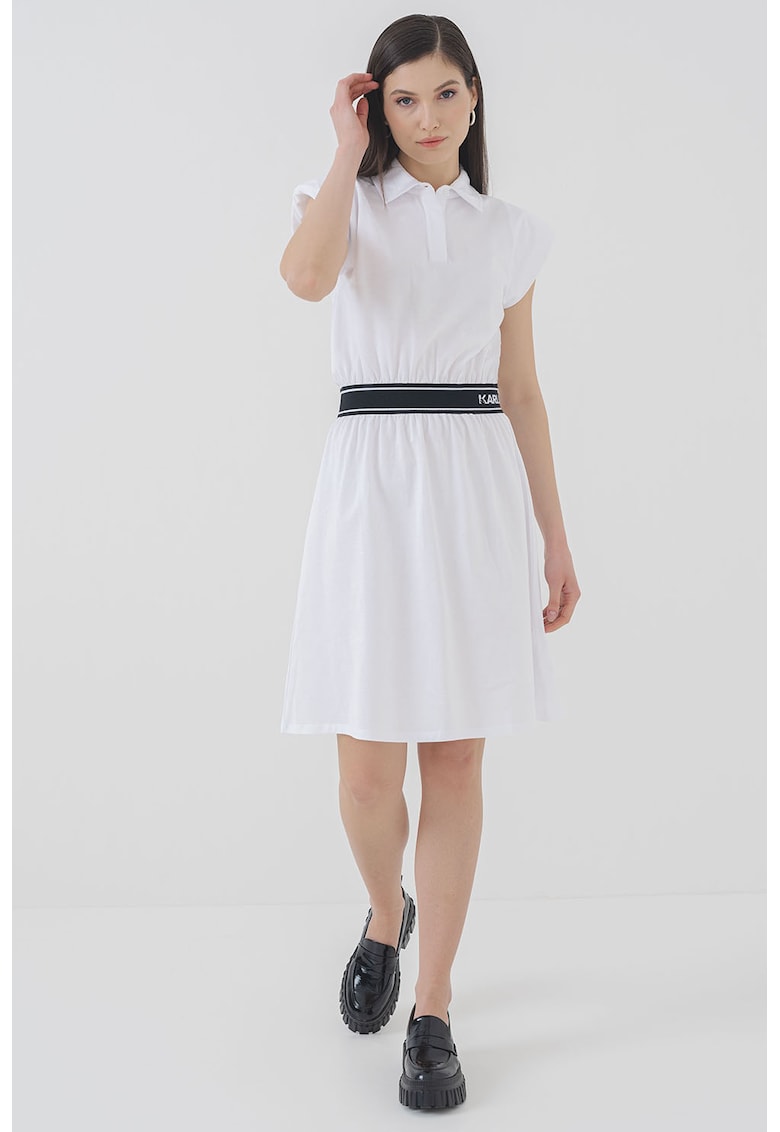 Къса разкроена рокля с яка - Бял Karl Lagerfeld