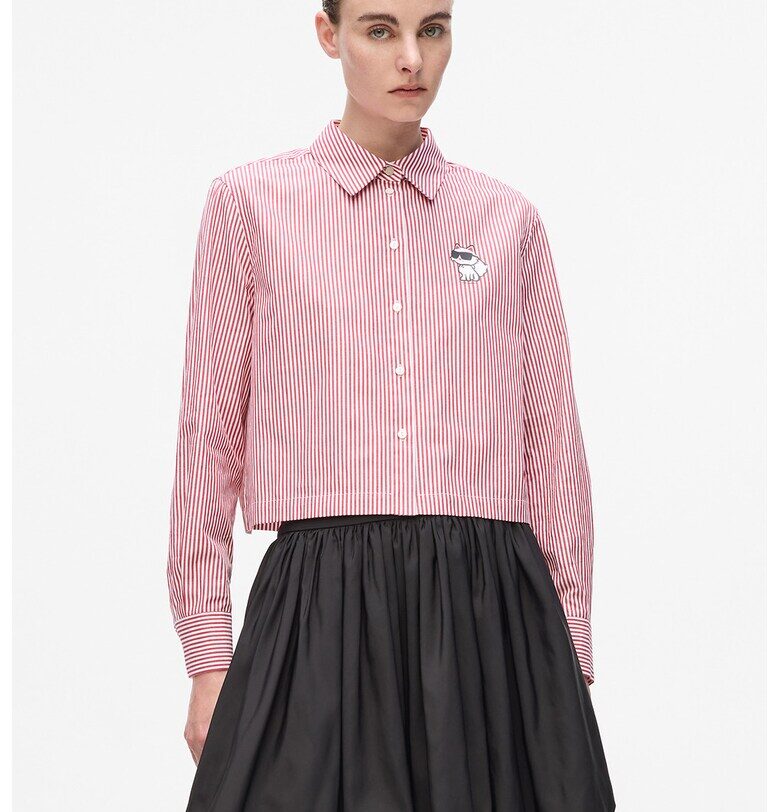 Къса раирана риза - Бял/Тъмночервен Karl Lagerfeld