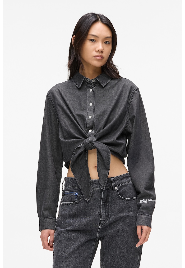 Къса риза с връзки - Tъмносив KARL LAGERFELD JEANS
