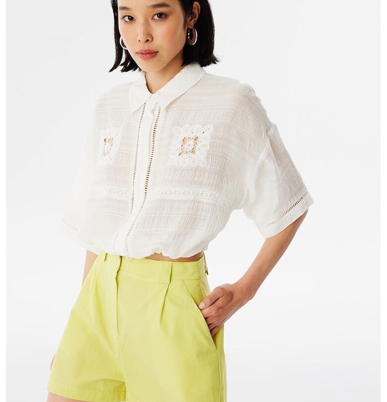 Къса риза с модал и лиосел - Мръснобял TWIST