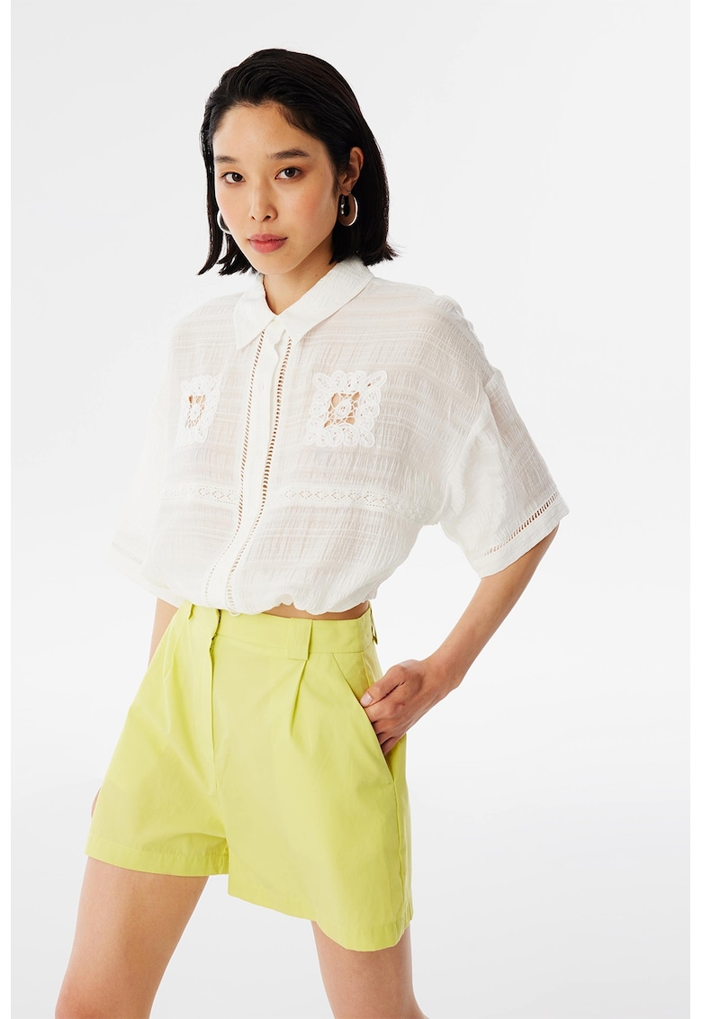 Къса риза с модал и лиосел - Мръснобял TWIST