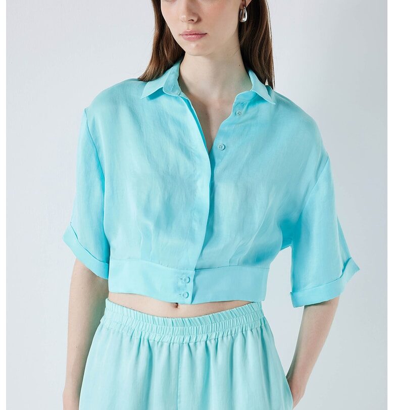 Къса риза с паднали ръкави - Тюркоаз Ipekyol