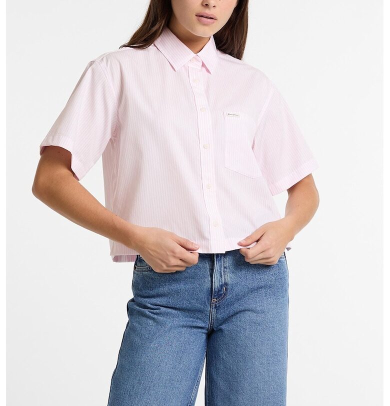 Къса риза с райе - Бял/Бледо розово GUESS JEANS